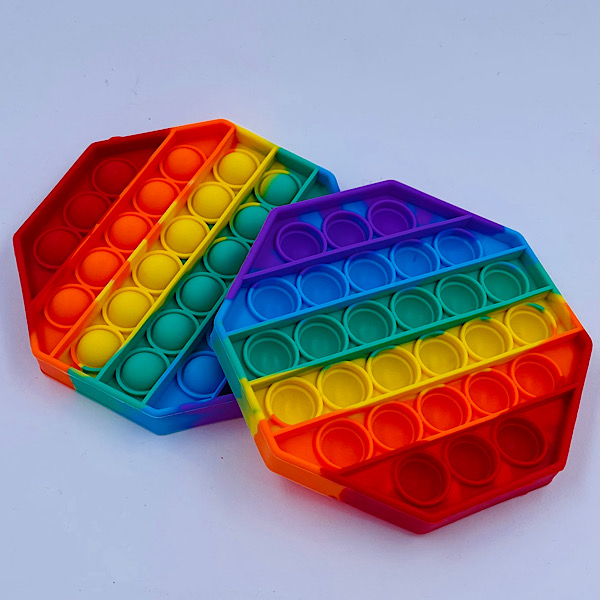 Pop it Fidget Toy Oktagon regnbuefarvet udsalg